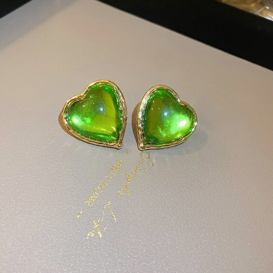 Crystal Resin Love Heart Drop Earring