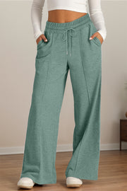 Drawstring Elastic Waist Wide Leg Pants