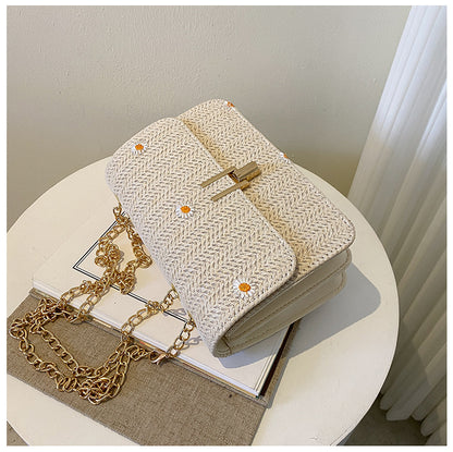 Lace Flower Woven crossbody bag