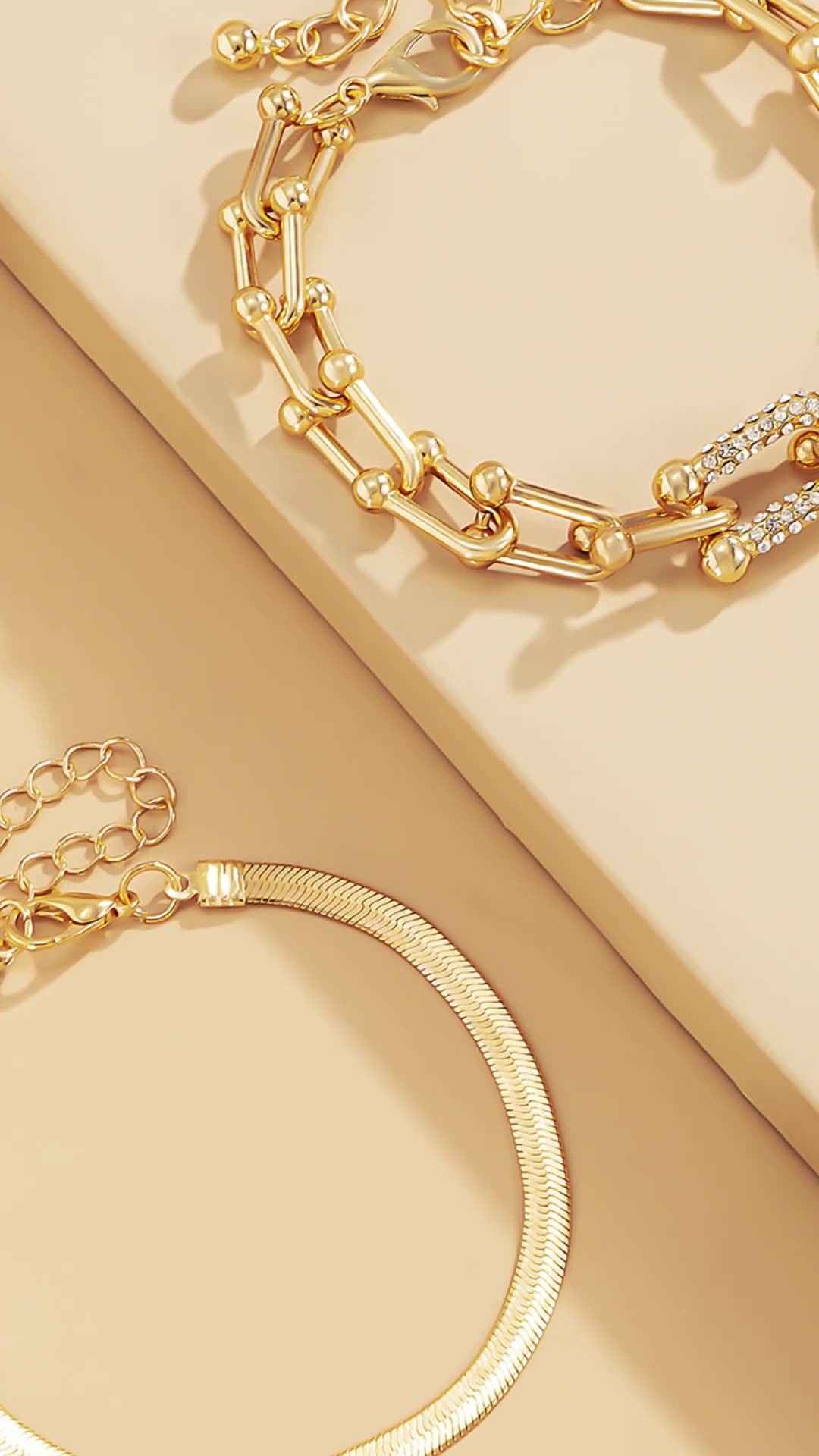 Simple flat snake bone metal bracelet hip-hop personality U-shaped square buckle rhinestone bracelet