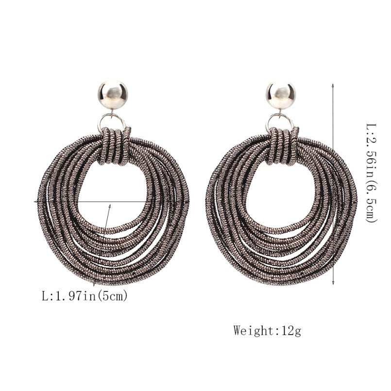 Retro Round Metal Multi-Layered Loop Earrings for Women