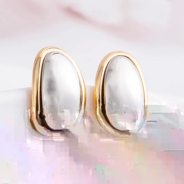 Oval Two-tone Vintage Designer Earrings