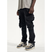 High Street Washed Multi-pocket Harem Shell Pants Men