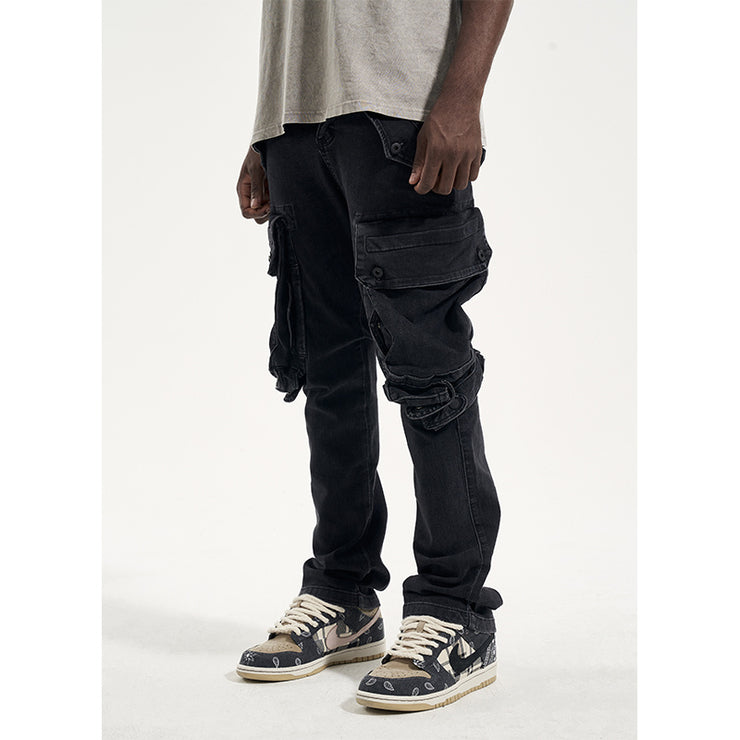 High Street Washed Multi-pocket Harem Shell Pants Men