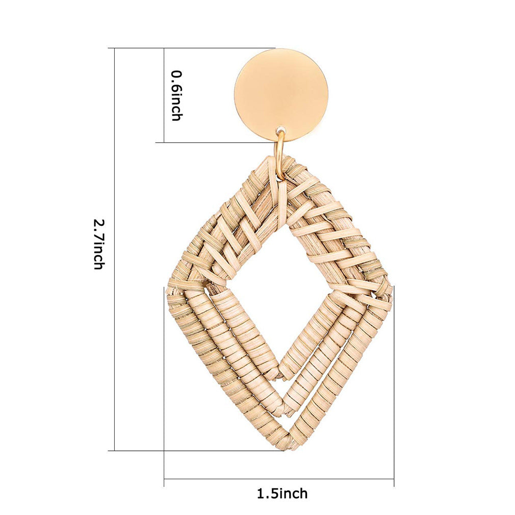 National Style Retro Rhombic Vine Woven Earrings