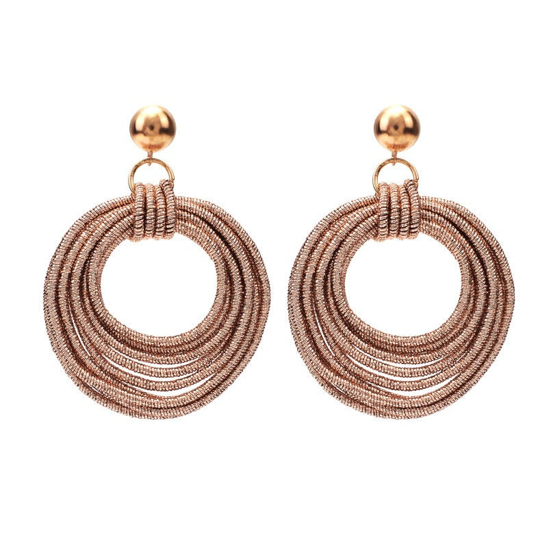 Retro Round Metal Multi-Layered Loop Earrings for Women