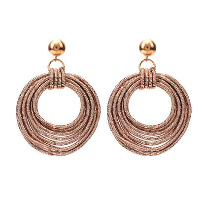 Retro Round Metal Multi-Layered Loop Earrings for Women