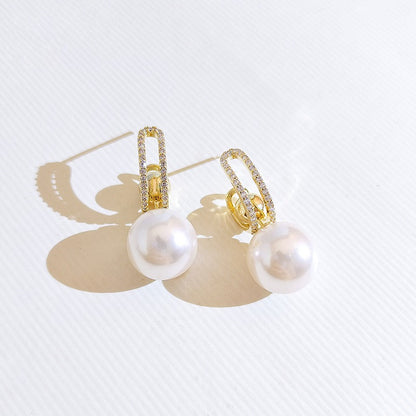 Fashion OL Geometric Sphere Copper Earrings