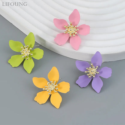 Flower painted flower earrings