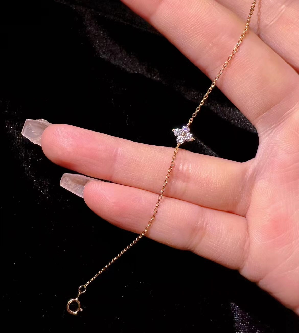 925 Sterling Silver Mini Flower Zircon Bracelet