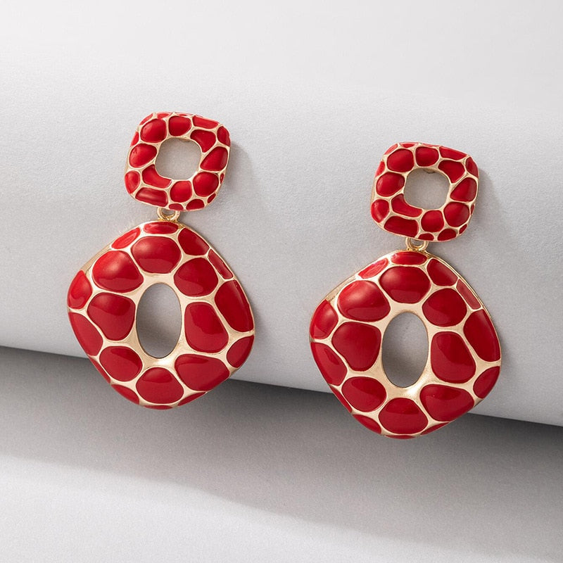 Boho Leopard Print Square Geometric Earrings