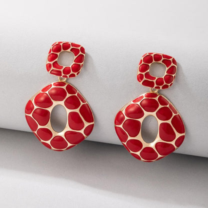 Boho Leopard Print Square Geometric Earrings