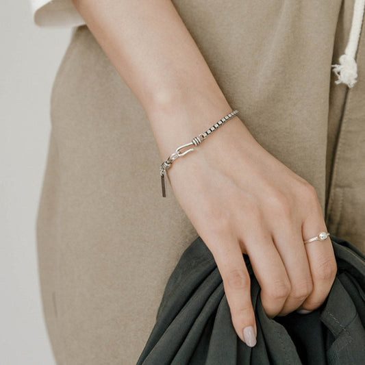 925 Sterling Silver Double Hook Box Chain Bracelet
