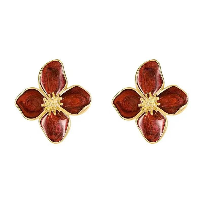 Vintage flower glaze earrings