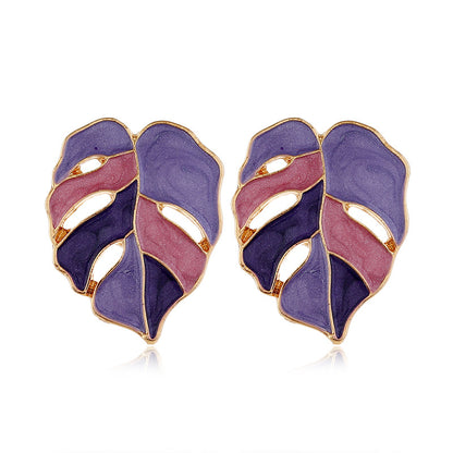 INS Exaggerated Hollow Leaf Earrings – Wild Retro ZA Alloy Statement Jewelry for Women