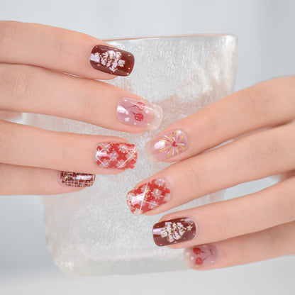 Xiantai UV Gel Nail Art Patches Semi-Cured Light Therapy Nail Stickers Waterproof 16 Finger Half Cured Nail Full Cover Wholesale