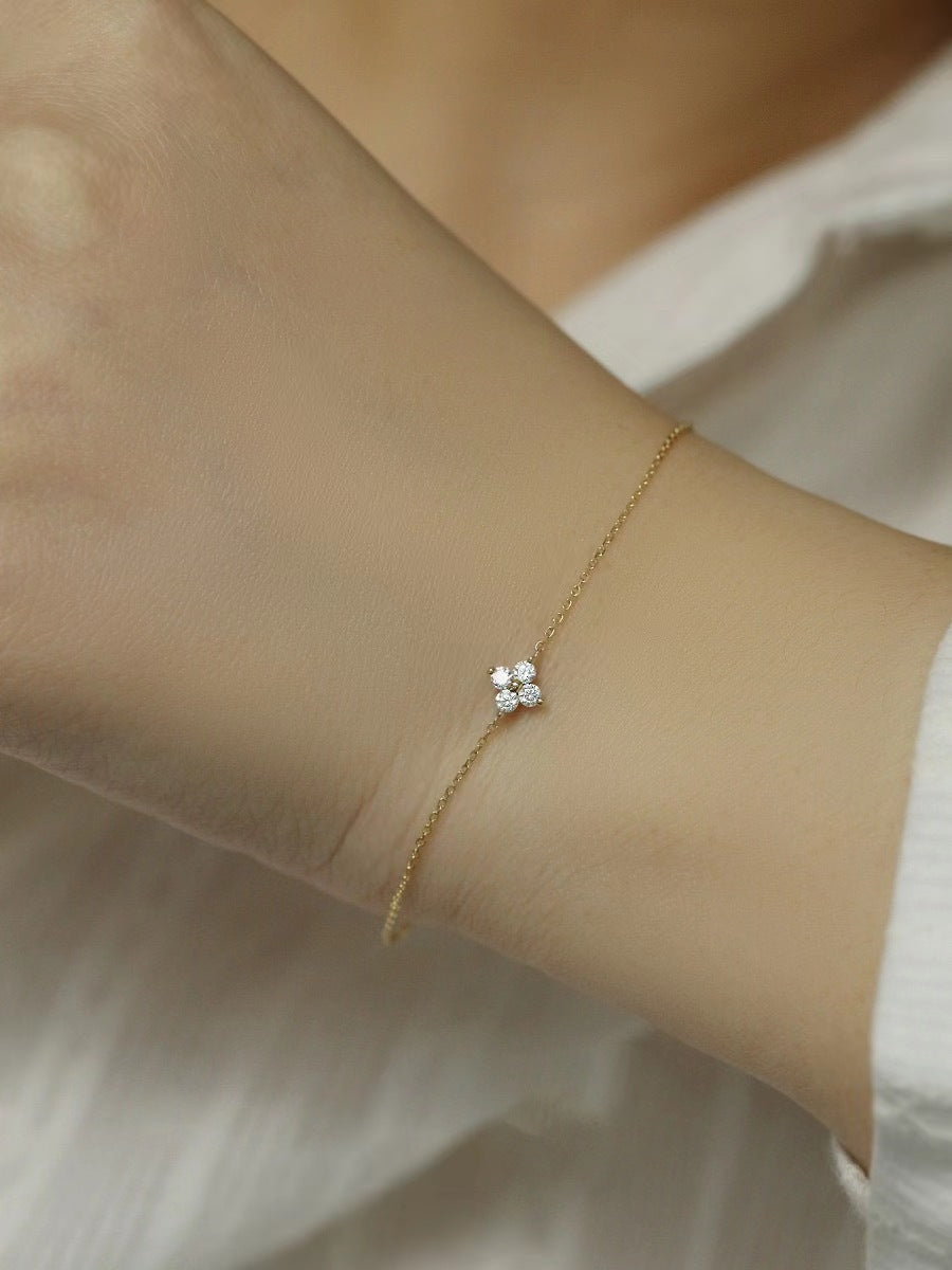 925 Sterling Silver Mini Flower Zircon Bracelet