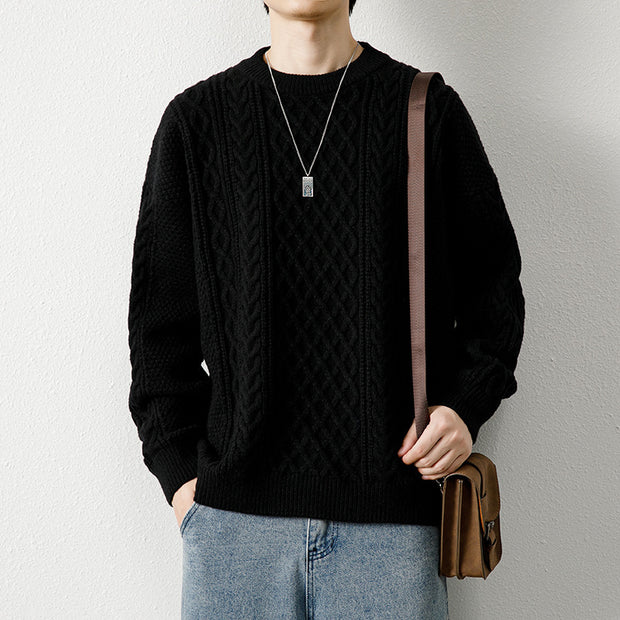 Weave Round Neck Sweater For Men