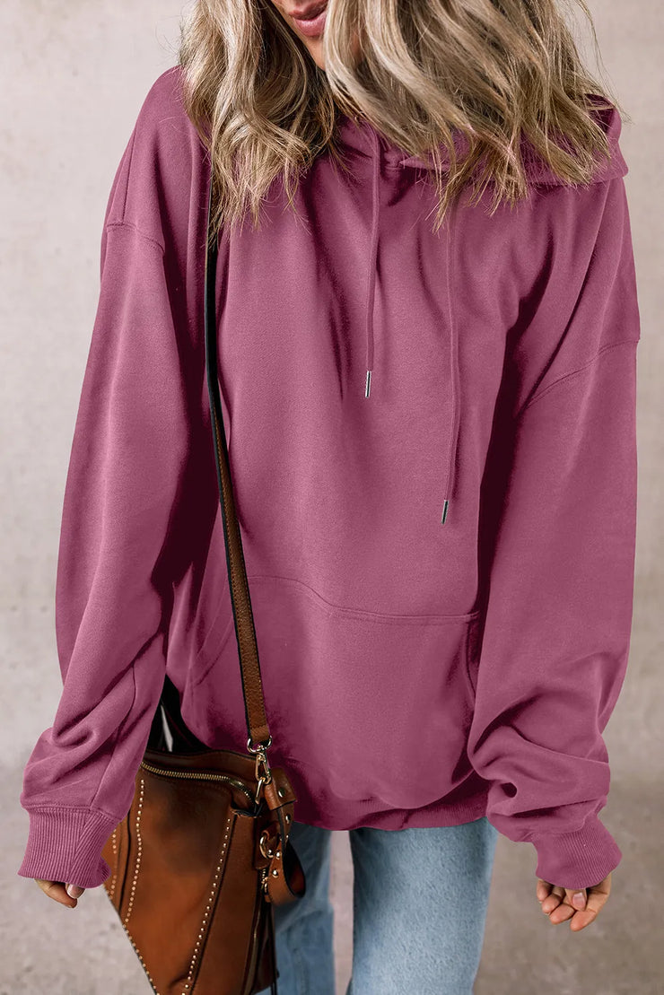 Drawstring Dropped Shoulder Long Sleeve Hoodie