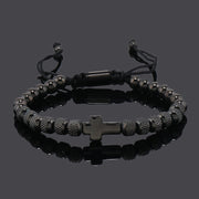 Men's Steel Ball Adjustable Size Stainless Steel Cross Shelf Bracelet