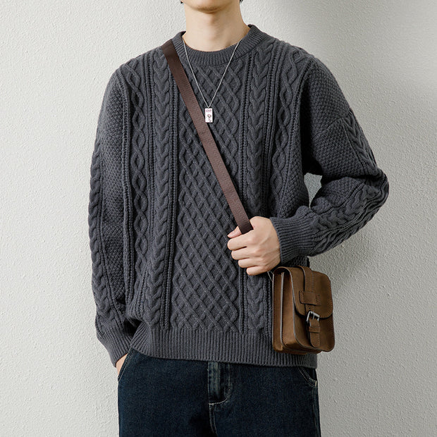 Weave Round Neck Sweater For Men