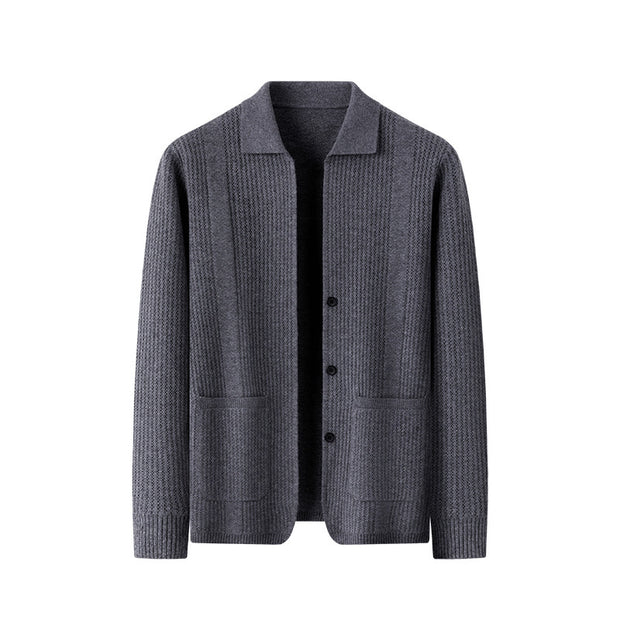 Pure Color Knitted Cardigan For Men