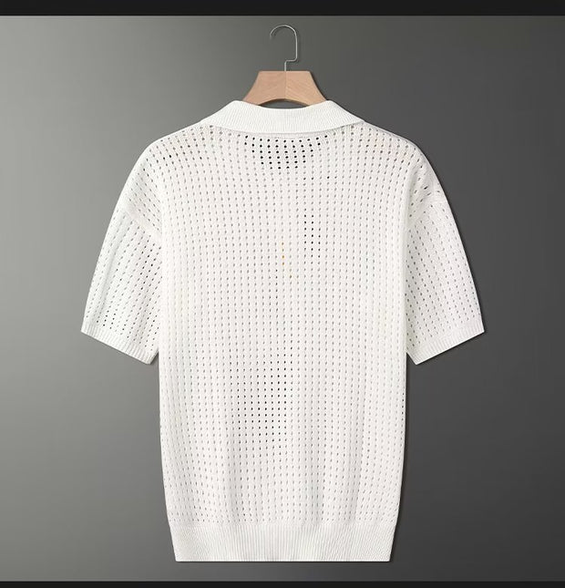 Men's Netted Short Sleeved Polo Shirt