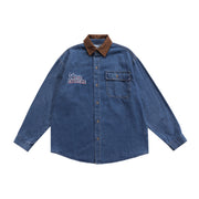 Men Street Letter Embroidered Denim Jacket