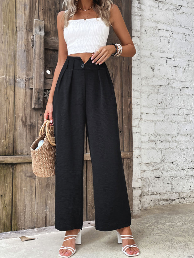 Perfee Ruched High Waist Straight Leg Pants