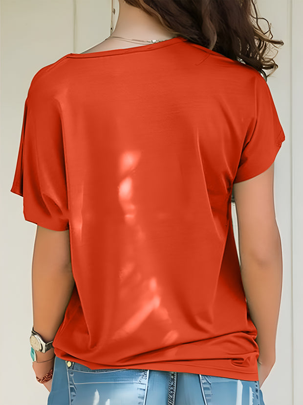 Asymmetrical Neck Short Sleeve T-Shirt