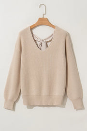 Tied V-Neck Long Sleeve Sweater