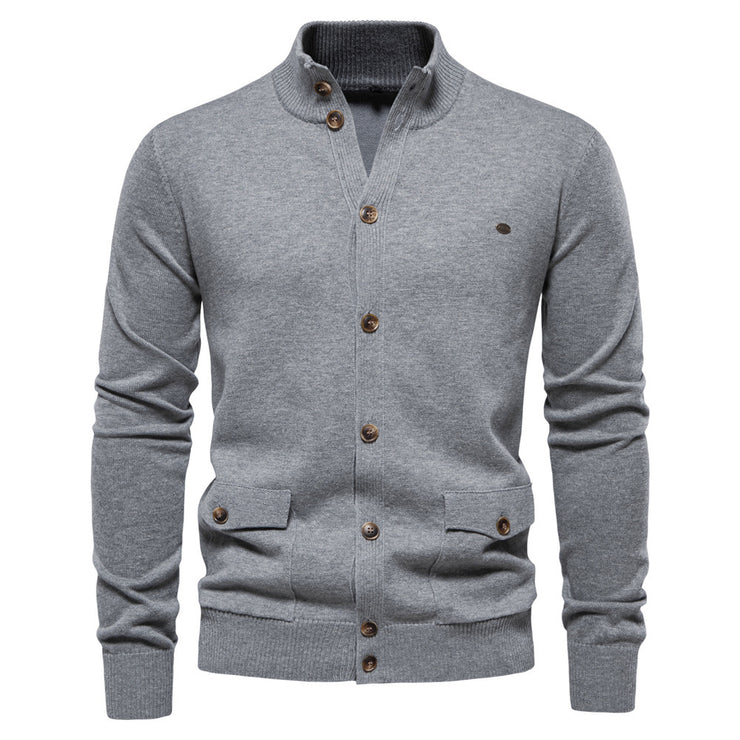 High Quality Business Casual Solid Color Sweater Cardigan  Men