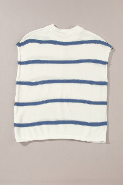 Blue Striped Batwing Sleeve Sweater Tee