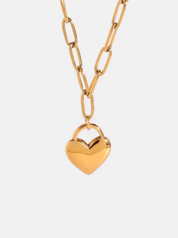 18K Gold-Plated Stainless Steel Heart Pendant Necklace