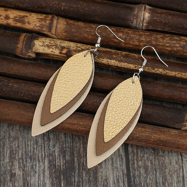 PU Leather Leaf Shape Earrings