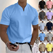 Men Stand Collar Short Sleeve Polo