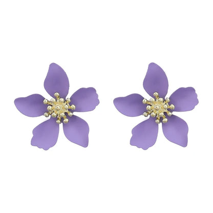 Flower spray painted earrings