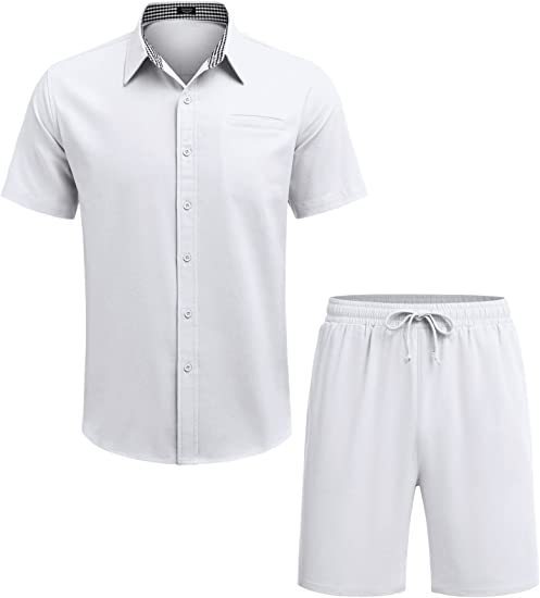 Men's Fashion Casual Shirt Shorts Suit