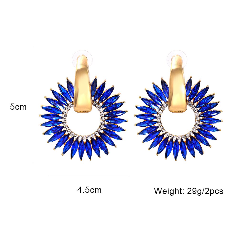 Bohemian Colorful Crystal Round Hoop Earrings