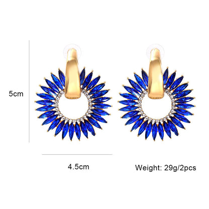 Bohemian Colorful Crystal Round Hoop Earrings