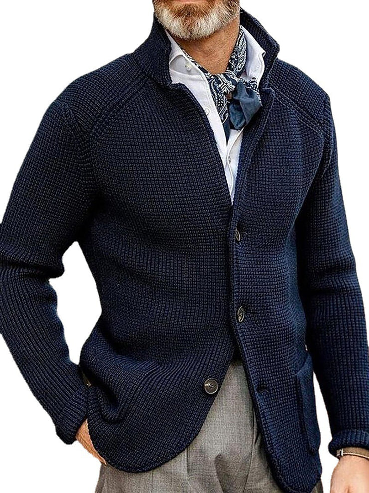 Stand Up Collar Men Knitted Jacket