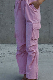 Drawstring Straight Pants with Pockets