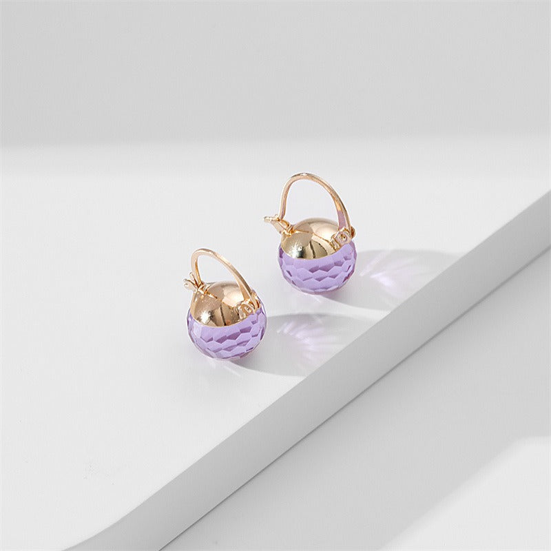 Fashionable round crystal earrings for women's spherical earrings