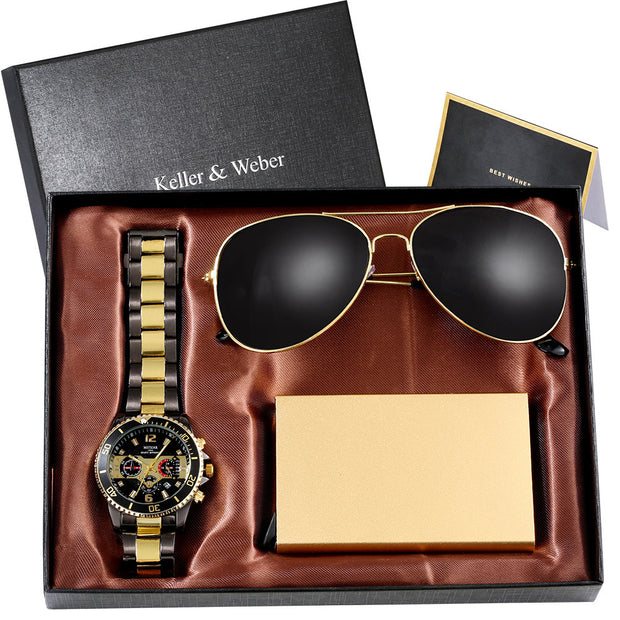 Quartz Watch Sunglasses set Men