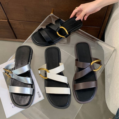 Flat-soled niche open-toe sandals