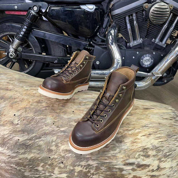 Retro Style Worker Boot Men's High-top Leather Boots