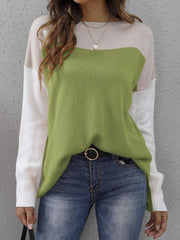 Color Block Round Neck Sweater