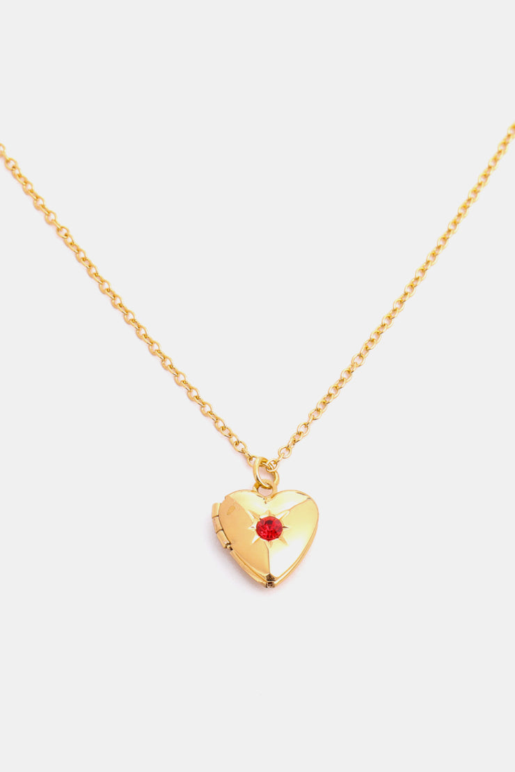 Zircon Heart Shape 14K Gold-Plated Pendant Necklace