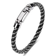 Hand-woven Leather Stainless Steel Classic Light Luxury Men Bracelet