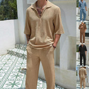 Short-sleeved And Loose Straight Trousers Casual Outfits For Mens